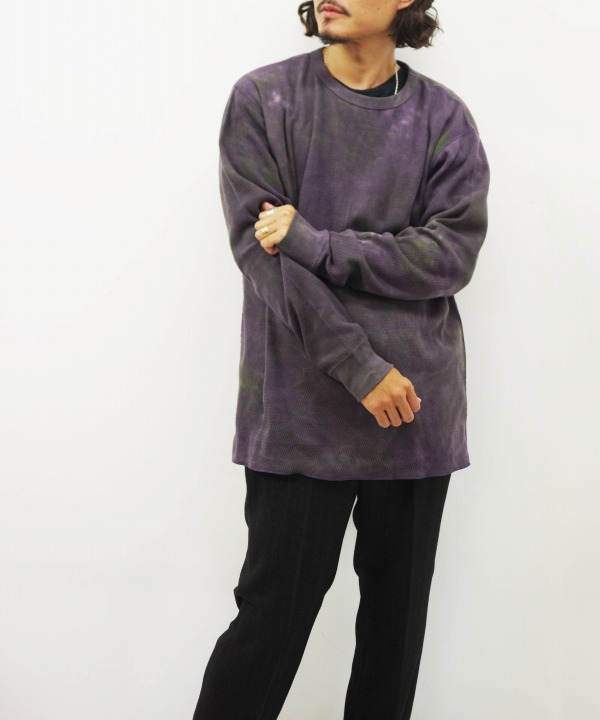 Crew Neck Tee Cotton Thermal Uneven Dye - Tシャツ